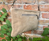 Crossbody bag. Camel beige boho suede leather purse with bronze color tacks Genuine suede leather messenger bag. Tan beige crossbody bag