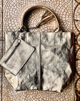 GOLD color shoulder leather bag. GENUINE leather shopper bag. Large LINED carry all bag for your laptop, books. Metallic gold leather purse