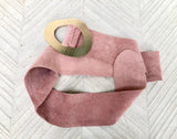 Light PINK leather waist belt with large gold metal buckle. Dusty pink soft genuine leather wide belt. Boho pink suede dress belt.