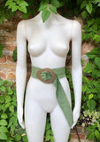 Moss green genuine suede leather waist belt with gold color large buckle. Boho soft green suede wide belt. Green wide dress /overall belt.