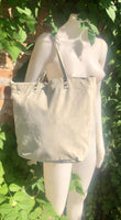 Cream white TOTE leather bag. Removable crossbody strap. Soft natural genuine suede leather bag with lining. Light beige laptop / tablet bag