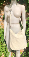 Cream white TOTE leather bag. Removable crossbody strap. Soft natural genuine suede leather bag with lining. Light beige laptop / tablet bag