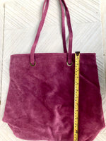 Navy blue suede shopper bag. Slouchy genuine leather tote bag for your laptop, tablet, books. Dark blue suede purse / shoulder bag.