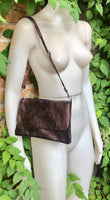 Small leather bag in dark metallic brown. Brown crossbody / bag in GENUINE leather. Dark glitter brown bag with adjustable strap and zipper