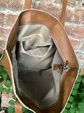 CAMEL BROWN leather bag with zipper. Genuine leather shopper bag. Large TAN brown shoulder bag for your laptop, books. Soft leather shopper
