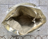 GOLD color shoulder leather bag. GENUINE leather shopper bag. Large LINED carry all bag for your laptop, books. Metallic gold leather purse
