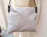 Cross body bag. BOHO suede leather bag in gray. Messenger bag in soft genuine suede leather. Crossbody bag in gray suede.