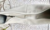 Cream slouch bag. Tote leather bag in light beige with ZIPPER. Soft genuine leather. Creamy white leather purse. Wide strap shoulder bag.