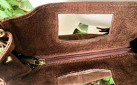 Dark brown crossbody fringed bag. BOHO suede leather bag with FRINGES. Chocolate brown genuine suede leather. Dark brown suede purse.