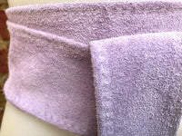 light PURPLE obi belt. Wrap belt in soft suede.Wraparound waistbelt. Wide model. Boho dress belt in mauve purple genuine leathet. soft belt