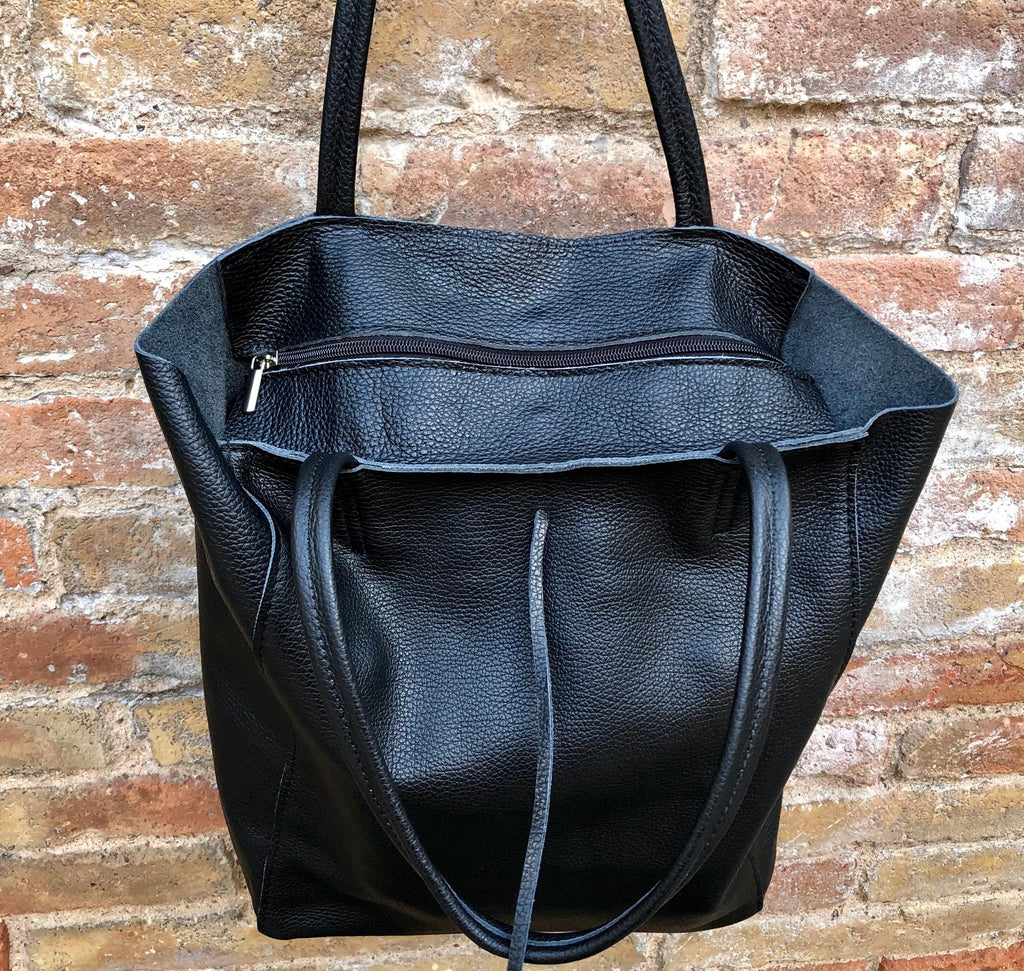 Tote leather bag in dark burgundy. Maroon leather shopper with zipper. GENUINE leather. Large wine red purse for your laptop, books...