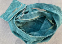 Slouch bag with ZIPPERLarge TOTE leather bag in NAVY blue. Soft natural suede genuine leather bag. Bohemian bag. NAVY suede bag.