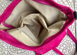 Magenta pink suede bag. Genuine leather purse. Crossbody fuchsia Messenger bag in soft natural leather for books, tablets. Hot pink purse