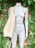 Cream slouch bag. Tote leather bag in light beige with ZIPPER. Soft genuine leather. Creamy white leather purse. Wide strap shoulder bag.