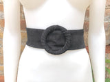 Black suede waist belt with large round buckle. Boho soft suede belt in BLACK Genuine natural BLACK suede wide belt
