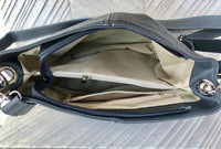 Black genuine leather bag. Small bucket bag, crossbody / shoulder bag. Black purse, lined + adjustable strap. Black leather purse.