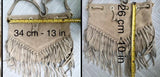 Crossbody / shoulder fringed bag. Beige BOHO suede leather drawstring bag with long FRINGES. Genuine leather hippy bag. Suede fringed purse.