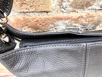 Genuine leather bag in dark gray. Small bucket bag, crossbody / shoulder bag. Grey purse, lined + adjustable strap. Dark gray leather purse