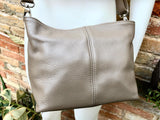 Light brown genuine leather bag. Small bucket bag, crossbody / shoulder bag. Taupe purse, lined + adjustable strap.Tan brown leather purse