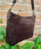 BOHO suede leather bag in DARK brown. Cross over bag, leather bag, boho bag, messenger suede bag. Soft natural leather bag with tassels