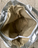 Shoulder leather bag in SILVER. Genuine leather shopper bag. Large carry all bag for your laptop, books. LINED metallic SILVER leather purse