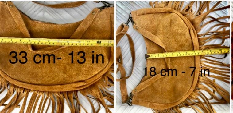 Beige crossbody / shoulder bag. Dark cream boho leather bag with FRINGES. Genuine leather messenger.2 straps. Beige fringed suede purse
