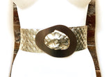 GOLD metallic leather waist belt with large metal buckle. Soft leather belt in gold. Boho glitter genuine leather belt. Gold waist belt