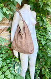 Taupe brown slouchy bag. Large tote leather bag with zipper + LINING. Genuine leather bag. Greyge laptop bags. Large shopper leather bag.