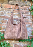 Taupe brown slouchy bag. Large tote leather bag with zipper + LINING. Genuine leather bag. Greyge laptop bags. Large shopper leather bag.