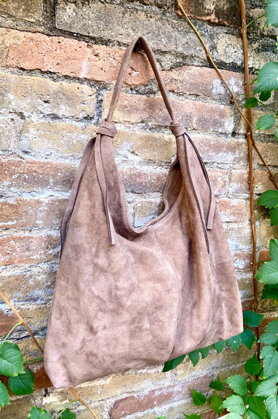 Taupe brown slouchy bag. Large tote leather bag with zipper + LINING. Genuine leather bag. Greyge laptop bags. Large shopper leather bag.