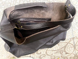 Slouch leather bag in dark brown leather. Chocolate brown hobo shoulder bag. Genuine leather book / tablet bag. Leather shopper. Brown purse