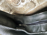 BLACK slouch bag. Black tote leather bag with ZIPPER. Soft genuine leather. Black leather purse. Wide strap leather shoulder bag.