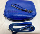 Small leather bag in dark cobalt blue. GENUINE leather shoulder or crossbody bag. Royal blue purse, adjustable strap and zipper.