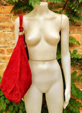 RED suede slouchy bag with ZIPPER + lining. Soft natural suede shopper, genuine leather bag. RED suede purse . Hobo suede bag