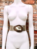 GOLD metallic leather waist belt with large metal buckle. Soft leather belt in gold. Boho glitter genuine leather belt. Gold waist belt