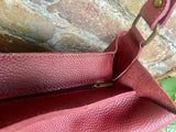 Slouch leather bag in burgundy leather. Wine red hobo shoulder bag. Genuine leather book / tablet bag. Leather shopper. Dark red purse