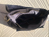 Black "distressed" genuine leather bag. Boho messenger bag in black. Crossbody/shoulder bag. "Vintage" style purse with zipper and flap.