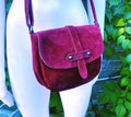 Wine red suede bag. Genuine leather crossbody /shoulder bag. Burgundy suede purse with adjustable strap and zipper. Dark red suede bag