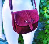 Wine red suede bag. Genuine leather crossbody /shoulder bag. Burgundy suede purse with adjustable strap and zipper. Dark red suede bag