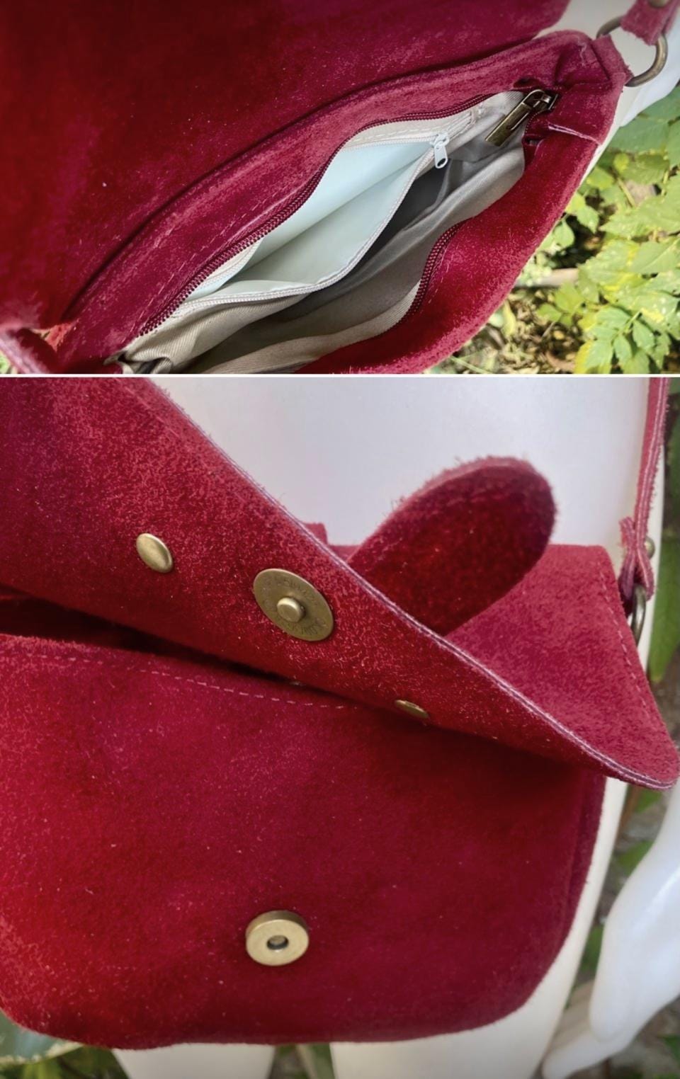Wine red suede bag. Genuine leather crossbody /shoulder bag. Burgundy suede purse with adjustable strap and zipper. Dark red suede bag