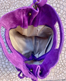 PURPLE crossbody fringed bag. Purple BOHO suede leather bag with FRINGES. Purple soft genuine suede leather. Purple suede purse.