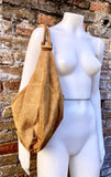Camel brown suede slouchy bag with ZIPPER + lining. Soft natural suede shopper, genuine leather bag. Light brown suede purse, Hobo suede bag