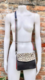 Small cheetah print crossbody bag. Genuine leather. Brown enveloppe bag. Animal print flap. Boho multicolor leopard brown purse.