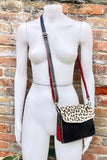 Small cheetah print crossbody bag. Genuine leather. Brown enveloppe bag. Animal print flap. Boho multicolor leopard brown purse.