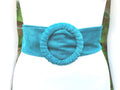 Turquoise suede waist belt with large round buckle.Boho soft suede belt in a light blue shade. Genuine natural blue suede leather