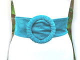 Turquoise suede waist belt with large round buckle.Boho soft suede belt in a light blue shade. Genuine natural blue suede leather