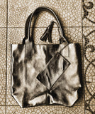 Shoulder leather bag in BRONZE. GENUINE leather shopper bag. Large carry all bag for your laptop, books. Metallic BRONZE leather purse