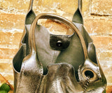 Shoulder leather bag in BRONZE. GENUINE leather shopper bag. Large carry all bag for your laptop, books. Metallic BRONZE leather purse