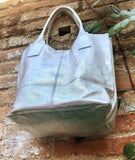 Shoulder leather bag in BRONZE. GENUINE leather shopper bag. Large carry all bag for your laptop, books. Metallic BRONZE leather purse