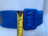 Royal blue leather waist belt with large buckle. Soft leather belt in cobalt. Genuine leather blue dress belt. Wide cobalt blue waist belt